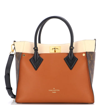 Louis Vuitton On My Side Tote Leather with Monogram Canvas MM