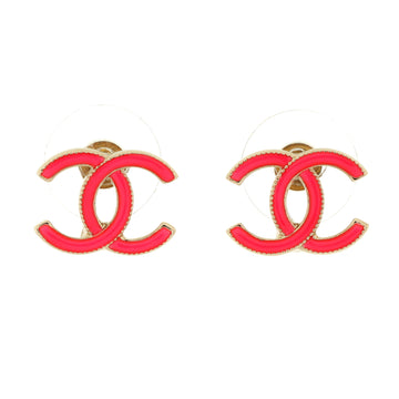 Chanel CC Stud Earrings Metal with Enamel