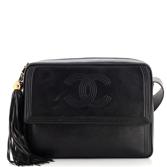 Chanel Vintage Front Pocket CC Camera Bag Lambskin Medium Black
