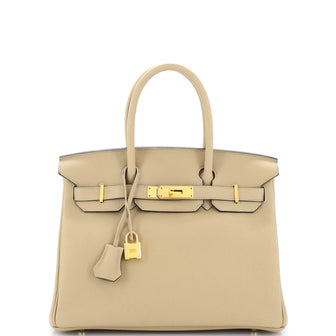 Hermes Birkin Handbag Light Togo with Gold Hardware 30
