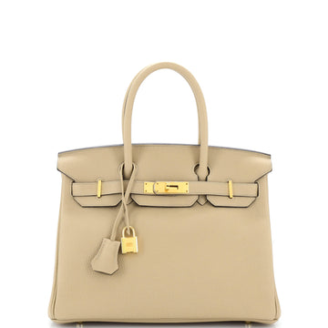 Hermes Birkin Handbag Light Togo with Gold Hardware 30