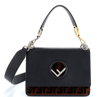 Fendi Kan I F Shoulder Bag Leather and Zucca Velvet Medium