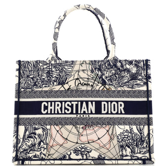 Christian Dior Book Tote Embroidered Canvas Medium