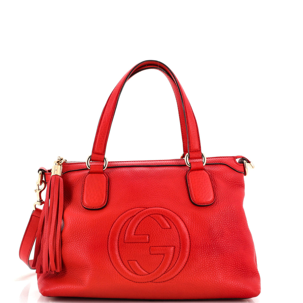Gucci Soho Convertible Soft Top Handle Bag Leather Red 217940379