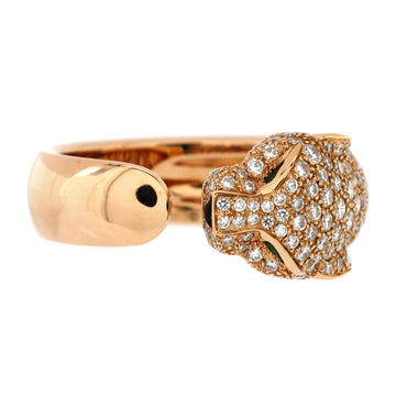 Cartier Panthere de Cartier Ring 18K Rose Gold and Half Pave Diamonds with Onyx and Emeralds