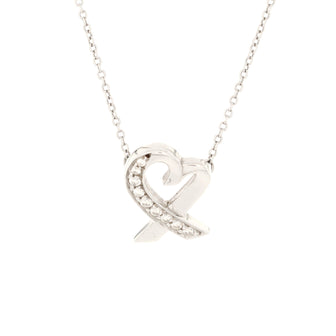 Tiffany & Co. Paloma Picasso Loving Heart Pendant Necklace 18K White Gold with Diamonds