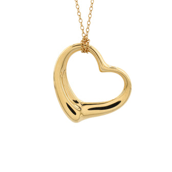 Tiffany & Co. Elsa Peretti Open Heart Pendant Necklace 18K Yellow Gold 36mm