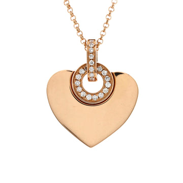 Bvlgari Cuore Heart Pendant Necklace 18K Rose Gold with Diamonds