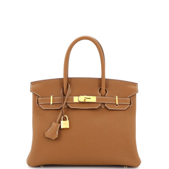 Hermes Birkin Handbag Brown Togo with Gold Hardware 30