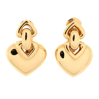 Bvlgari Doppio Cuore Heart Clip-On Earrings 18K Yellow Gold
