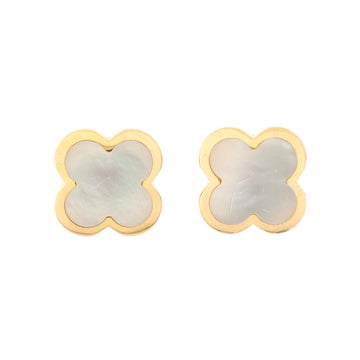 Van Cleef & Arpels Pure Alhambra Stud Earrings 18K Yellow Gold and Mother of Pearl