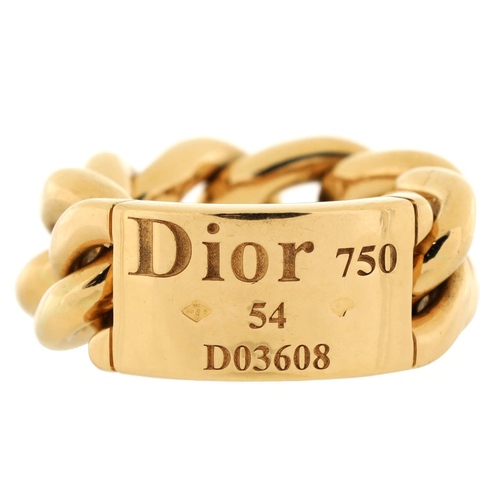 Christian Dior Gourmette Chain Link Ring 18K Yellow Gold Yellow