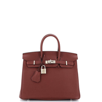 Hermes Birkin Handbag Red Togo with Palladium Hardware 25