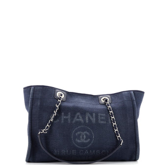 Chanel Deauville NM Chain Handle Tote Mixed Fibers Small