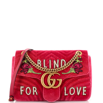 Gucci GG Marmont Flap Bag Embroidered Matelasse Velvet Medium
