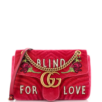 Gucci GG Marmont Flap Bag Embroidered Matelasse Velvet Medium