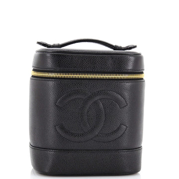 Chanel Vintage Timeless Cosmetic Case Caviar Tall