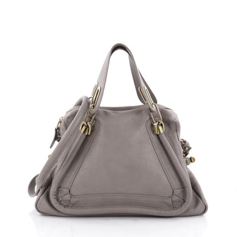 Chloe Paraty Top Handle Bag Leather Medium Gray 2179805