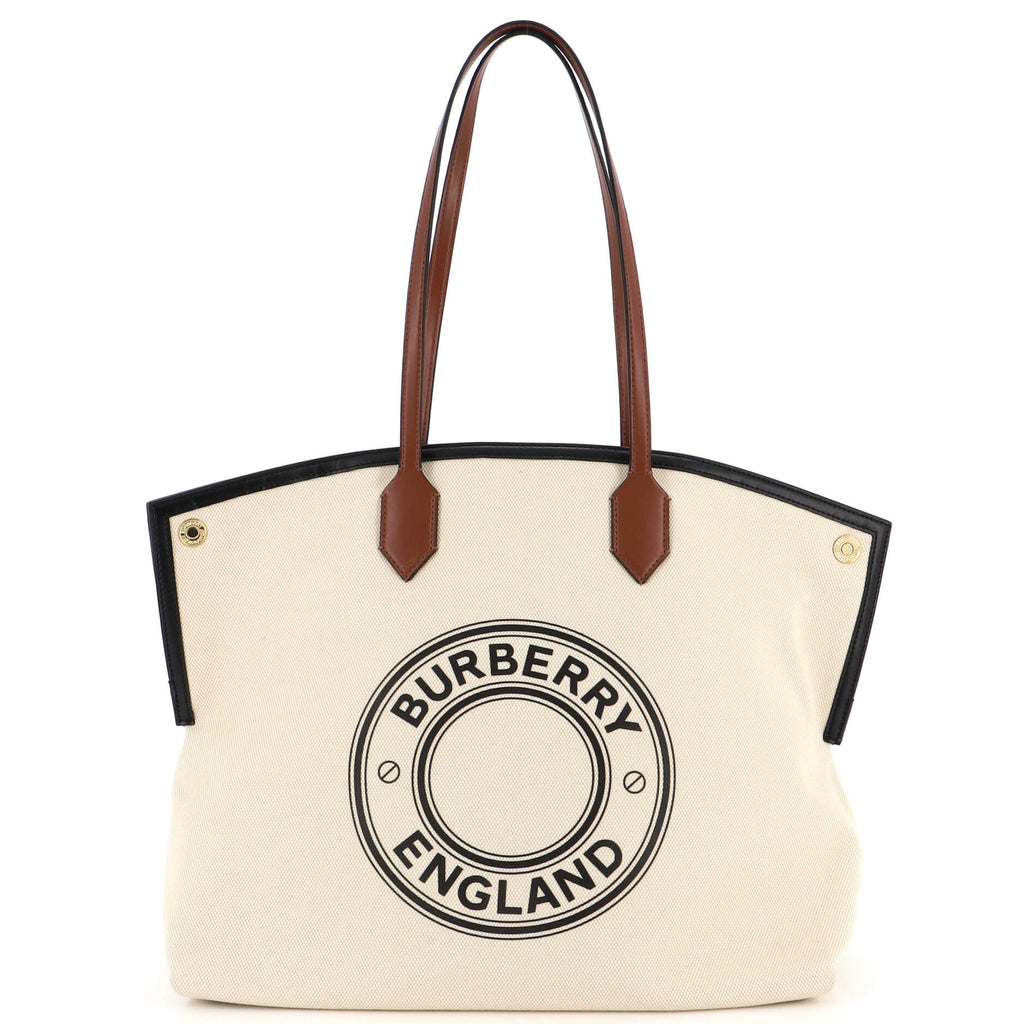 Burberry Logo Society Tote Printed Canvas Large Neutral 2180021