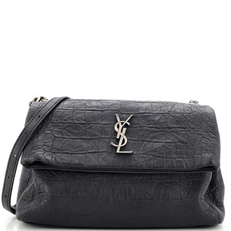 Saint Laurent West Hollywood Shoulder Bag Crocodile Embossed Leather Medium