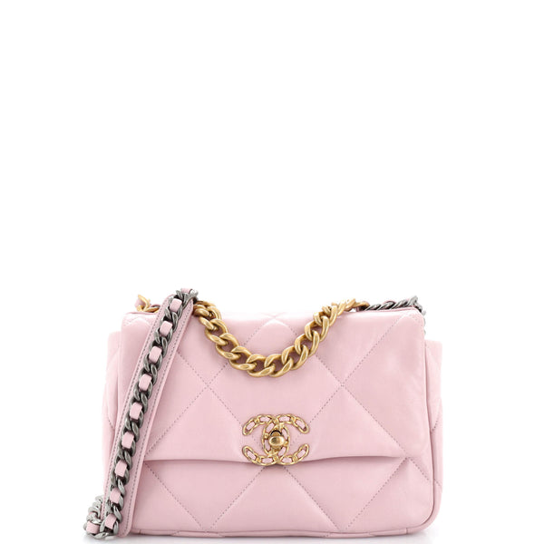 Chanel 19 Flap Bag Quilted Leather Medium Pink 2180451