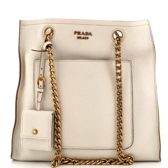 Prada Front Pocket Chain Tote Vitello Daino Medium