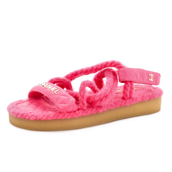 Chanel Women's Cord Velcro Dad Sandals Quilted Leather and Cork