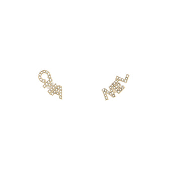 Chanel CHA-NEL Stud Earrings Metal with Crystals