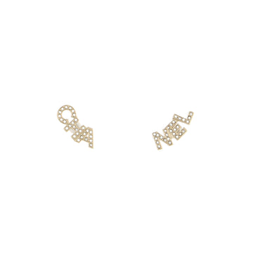 Chanel CHA-NEL Stud Earrings Metal with Crystals