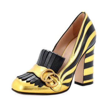 Gucci Women's GG Marmont Zebra Fringed Pump Leather