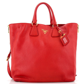 Prada Side Zip Convertible Tote Vitello Daino Large