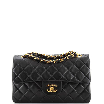 Chanel Vintage Classic Double Flap Bag Quilted Lambskin Small