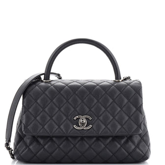 Chanel Coco Top Handle Bag Quilted Caviar Small