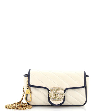 Gucci GG Marmont Flap Bag Diagonal Quilted Leather Super Mini