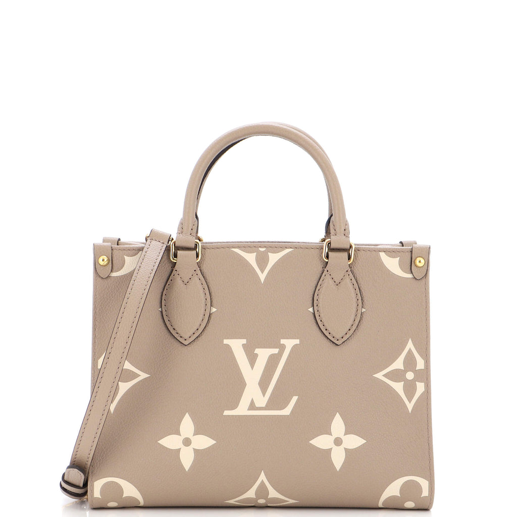 Louis Vuitton On The Go PM Tote Bicolor White Leather with Strap