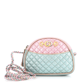 Gucci Trapuntata Camera Shoulder Bag Quilted Laminated Leather Mini