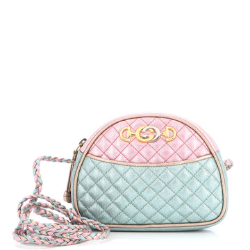 Gucci Trapuntata Camera Shoulder Bag Quilted Laminated Leather Mini