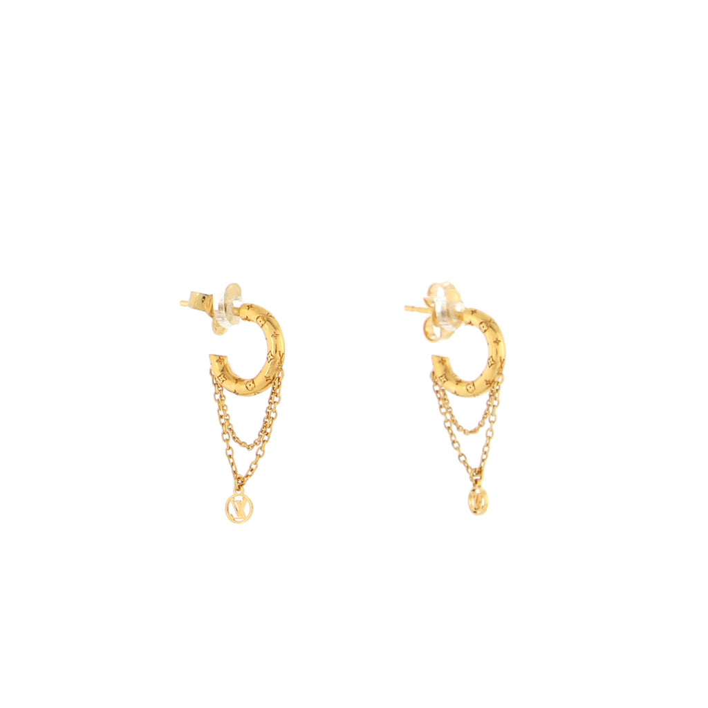 Louis Vuitton Gold Nanogram Hoop Earrings