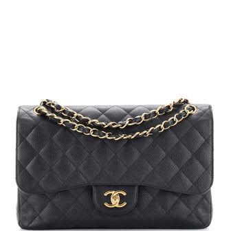 Chanel Classic Double Flap Bag Quilted Caviar Jumbo Black 21809069