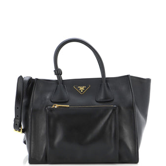 Prada Front Pocket Wing Convertible Tote Soft Calf