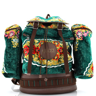 Gucci Multiple Pocket Backpack Floral Velvet Jacquard Large