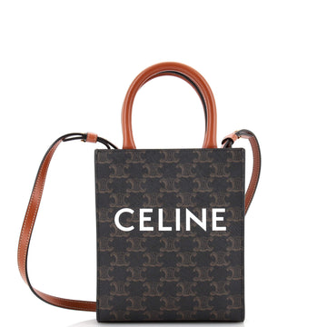Celine Vertical Cabas Tote Triomphe Coated Canvas Mini
