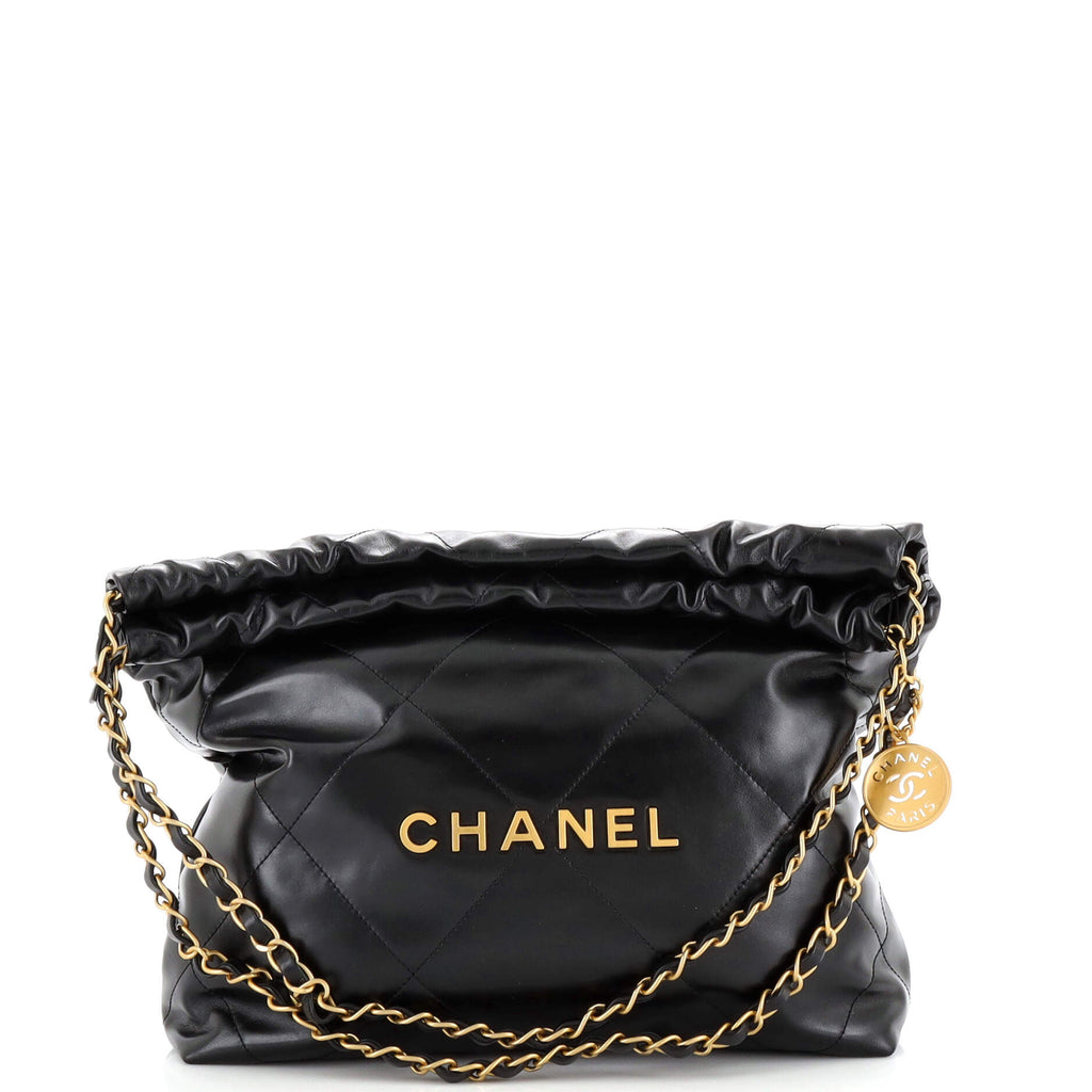 Chanel 22 Chain Hobo Quilted Calfskin Small Blue