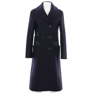 Louis Vuitton Women's Double Breasted Coat Wool Blend with Leather