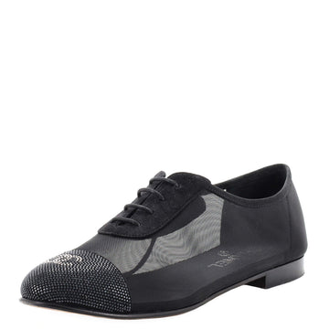 Chanel Women's CC Cap Toe Oxfords Mesh with Crystals