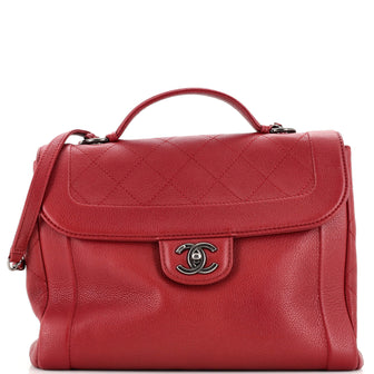 Chanel CC Top Handle Bag Quilted Caviar Medium