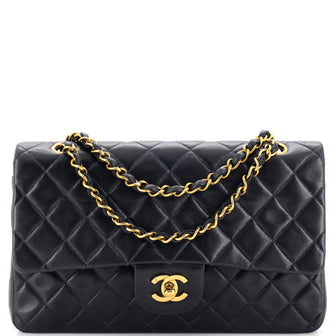 Chanel Vintage Classic Double Flap Bag Quilted Lambskin Medium