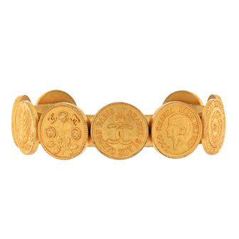 Chanel Vintage CC Medallion Cuff Bracelet Metal