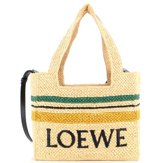 Neutral Medium raffia basket bag, LOEWE