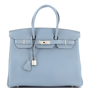 Hermes Birkin Handbag Blue Togo with Palladium Hardware 35